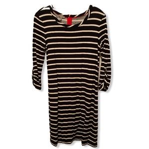 Talbots Black Creme strip dress XS